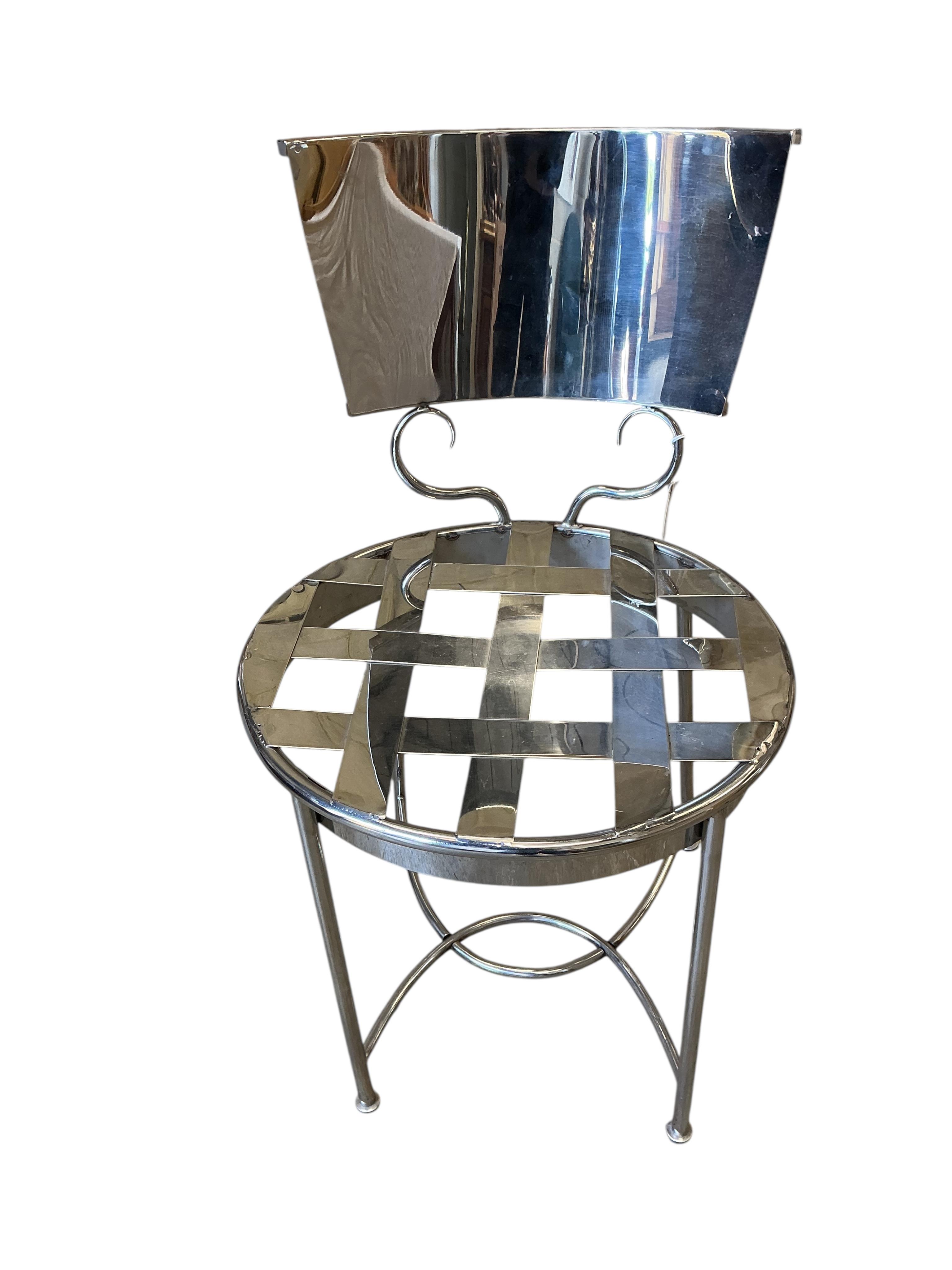 A pair of contemporary chrome chairs, height 80cm